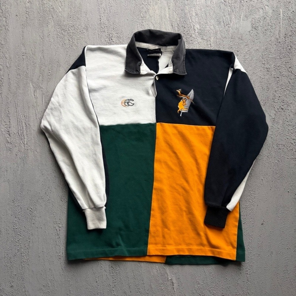 Vintage Canterbury South Africa Rugby Shirt Large 1990s Color Block Embroidered